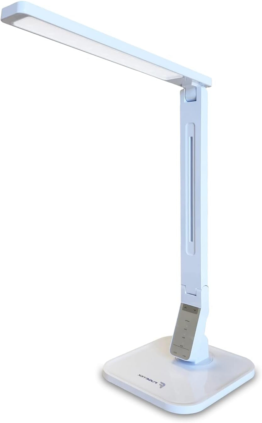 LED Desk Lamp  FT-L798, 5-Level Dimmer, Touch Control Panel, 1-Hour Auto Timer, 5V/1A USB Charging Port - Jet Black (White)