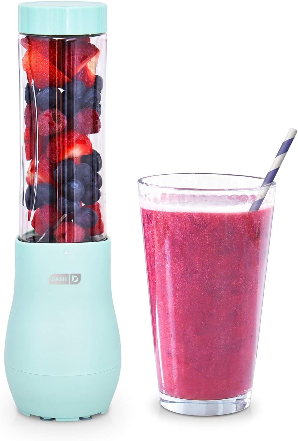 Mighty Mini 10 Oz Compact Personal Bottle Blender with Travel Lid, Aqua