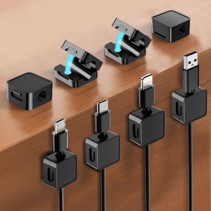 16-Pack Cable Organizers, Magnetic Cable Clips, Cable Holders Black