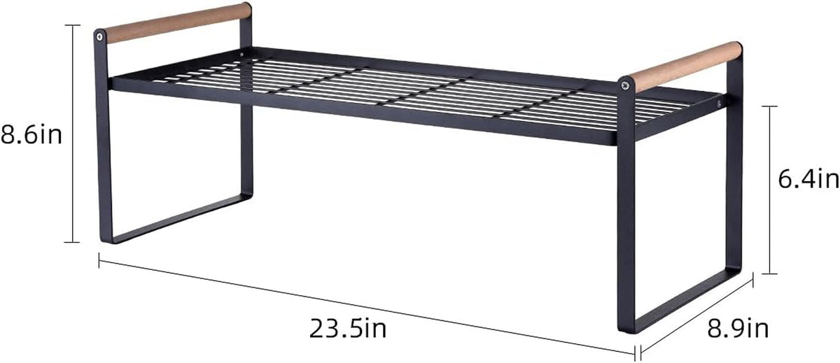 Kitchen Countertop Organizer, Cupboard Stand Spice Rack, Cabinet Pantry Shelf, Counter Organization and Storage for Kitchen Bathroom Office (Black, 23.50 Inches)