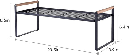 Kitchen Countertop Organizer, Cupboard Stand Spice Rack, Cabinet Pantry Shelf, Counter Organization and Storage for Kitchen Bathroom Office (Black, 23.50 Inches)