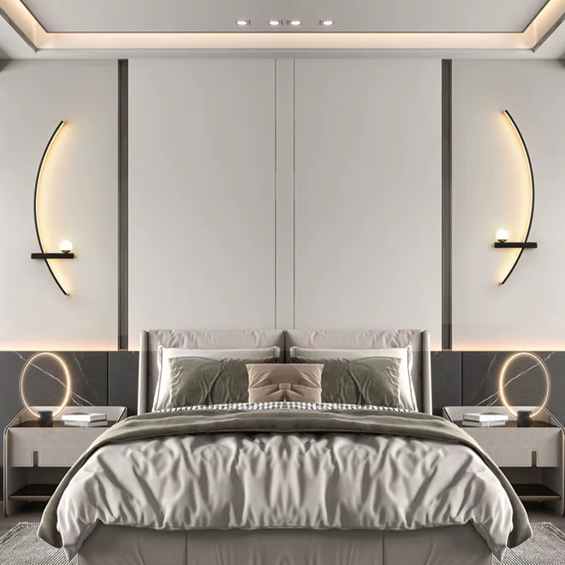 Wall Lamp Nordic Modern Black Gold Minimalist Living Room Sofa Background Wall Decorative Lamp Light Luxury Bedroom Bedside Lamp